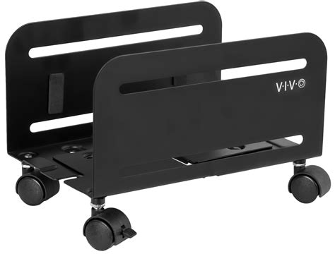 VIVO Black Computer Desktop ATX Case CPU Rolling Stand Adjustable Cart ...