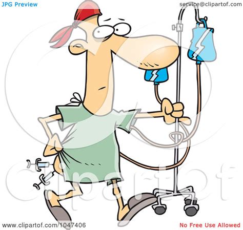 Royalty-Free (RF) Clip Art Illustration of a Cartoon Hospital Patient With Needles In His Butt ...