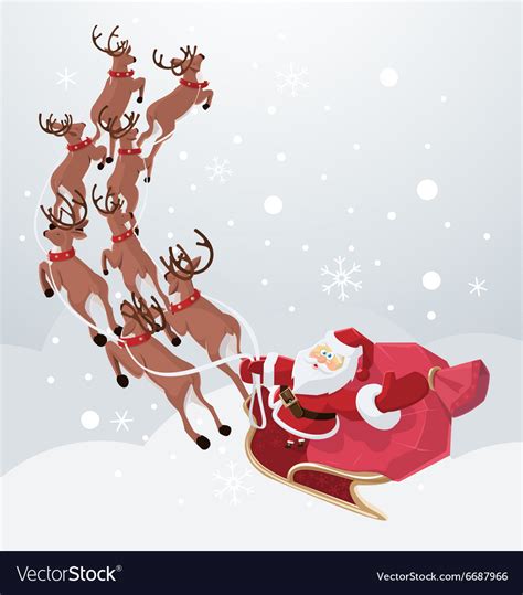 Flying santa on deers Royalty Free Vector Image