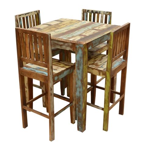 Appalachian Rustic Reclaimed Wood High Bar Table & Chair Set