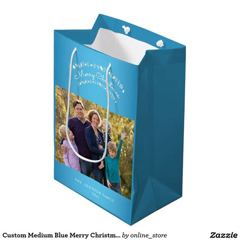 Custom Medium Blue Merry Christmas Gift Bags | Zazzle | Merry christmas ...