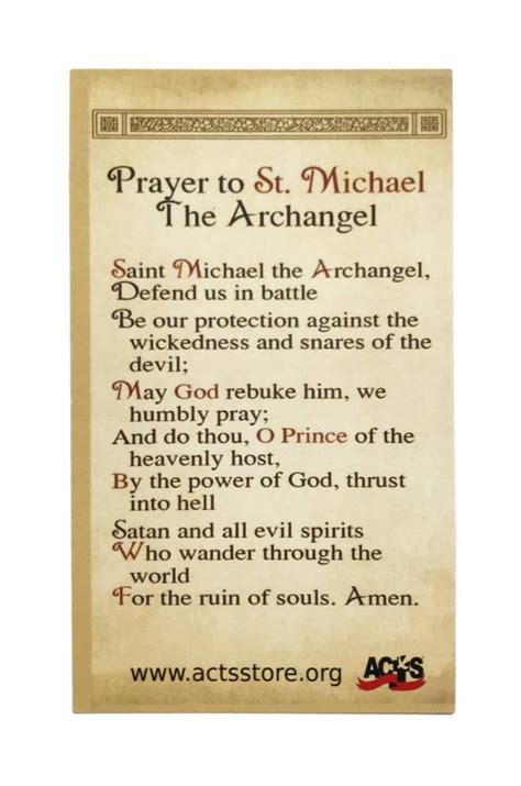 St. Michael Protection Prayer Card - The ACTS Mission Store