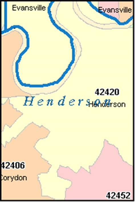 HENDERSON County, Kentucky Digital ZIP Code Map