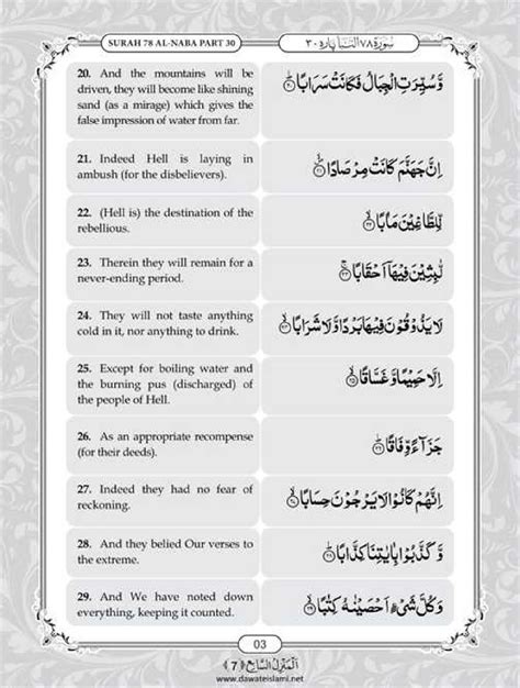 Surah Naba English PDF - Online Download English Translation PDF