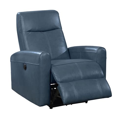 AC Pacific Power Recliner Eli Faux Leather Upholstered Chair, Navy Blue - Walmart.com