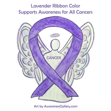 Lavender All Kinds of Cancers Awareness Ribbon Custom Buttons and Pins - Awareness Gallery Art