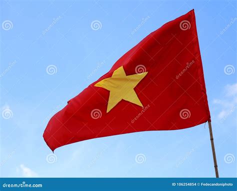 Big Flag of Vietnam with Big Yellow Star in the Red Background Stock Photo - Image of asia ...