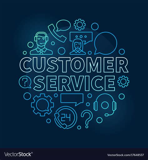 Blue customer service round Royalty Free Vector Image