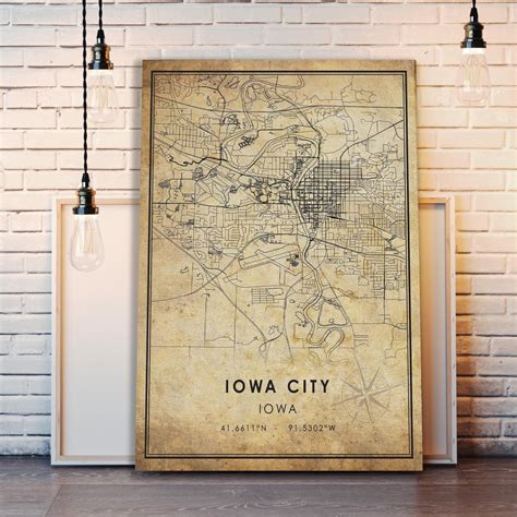 Iowa City Vintage Map Print Iowa City Map Iowa Map Art - Etsy