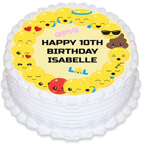 Emoji Themed Round Edible Cake Topper – Deezee Designs