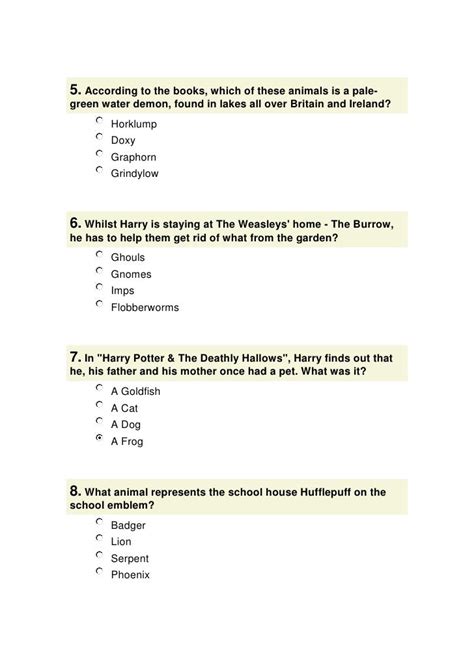 harry potter quiz 1