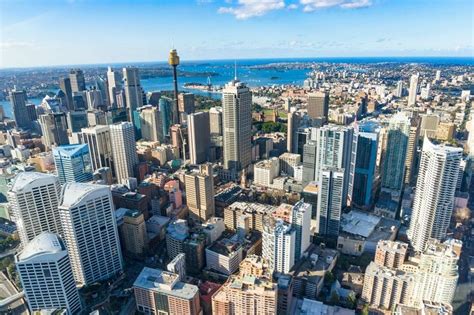 Aerial view of Sydney Central Business District with skyscrapers on sunny day in 2022 | Aerial ...