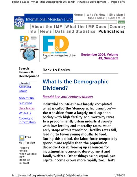 (PDF) What is the demographic dividend?