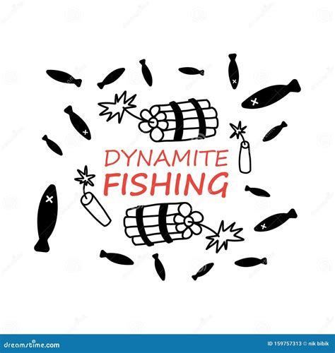 Advertising Flyer Inscription Dynamite Fishing. Stock Vector - Illustration of river, hook ...