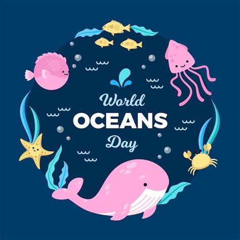 Free Vector | Flat world oceans day illustration