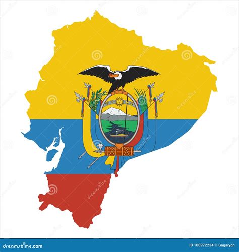 Ecuador High Resolution Map with National Flag. Stock Vector ...