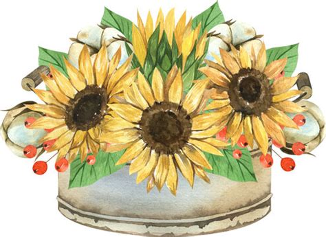 Vintage Sunflower Clip Art