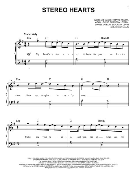 Gym Class Heroes "Stereo Hearts (feat. Adam Levine)" Sheet Music Notes | Download Printable PDF ...