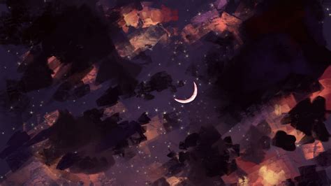 Download wallpaper 1366x768 sky, moon, stars, clouds, night tablet ...