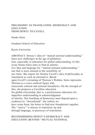 PHILOSOPHY AS TRANSLATION DEMOCRACY AND EDUCATIONFROM DEWEY.docx