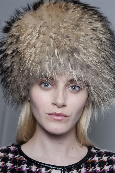 Look number two at the WWD shoot, photographed by Greg Kessler: Fur molded hat and Plaid Boucle ...