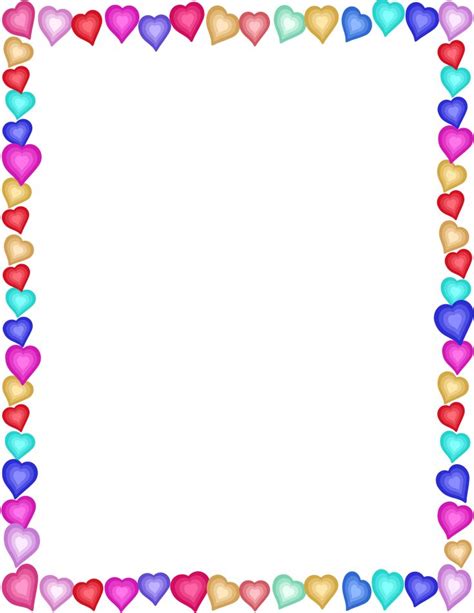 heart border multicolor (avec images) | Bordures de page, Bordures, Saint valentin