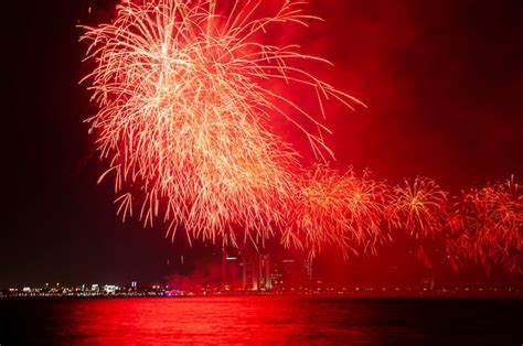 Premium Photo | Fireworks in the doha corniche doha qatar