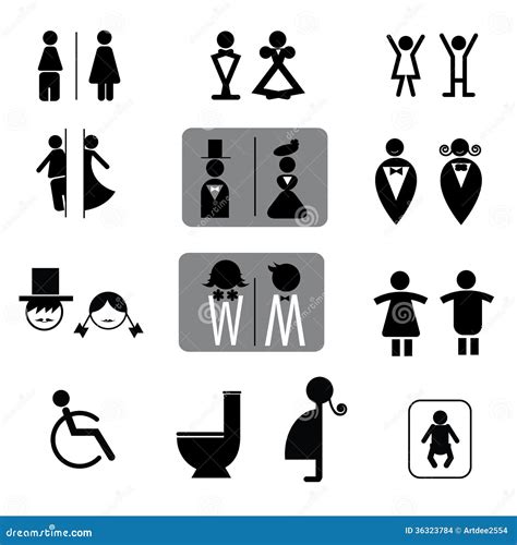 Toilet signs vector set stock vector. Illustration of bathroom - 36323784