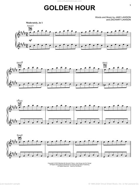 Jvke: Golden Hour sheet music for voice, piano or guitar (PDF)