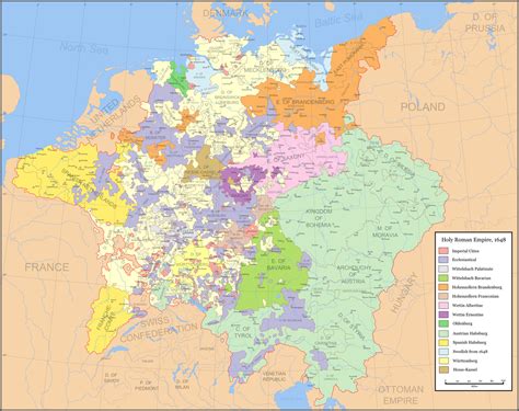 Map of the Holy Roman Empire, 1648 CE (Illustration) - World History ...