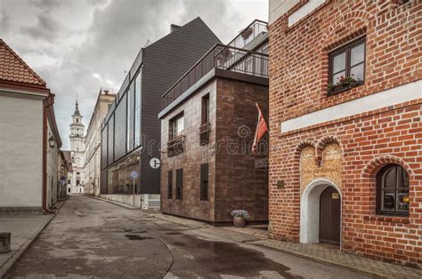 Streets of Kaunas old town editorial stock image. Image of architecture - 121656589