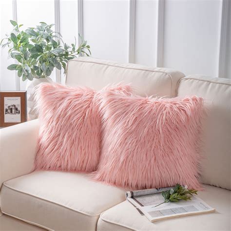 Phantoscope Luxury Mongolian Fluffy Faux Fur Series Square Decorative Throw Pillow Cusion for ...