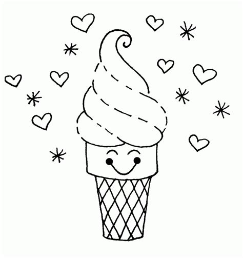 Cute Ice Cream Coloring Page - Free Printable Coloring Pages for Kids