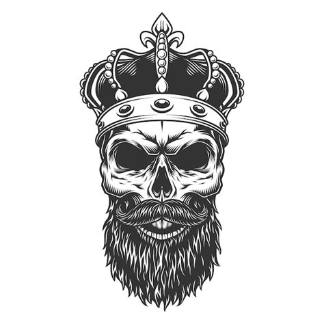 Free Vector | Skull with beard in the crown