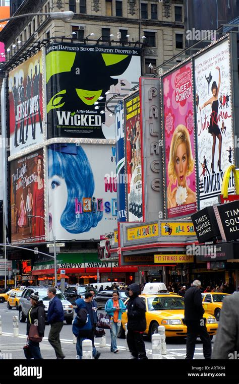 Billboards in Times Square advertising Broadway shows Stock Photo - Alamy