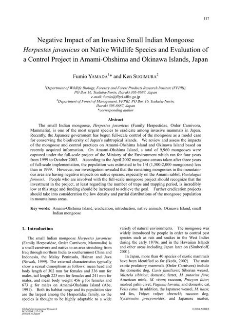 (PDF) Negative Impact of an Invasive Small Indian Mongoose · Negative Impact of an Invasive ...