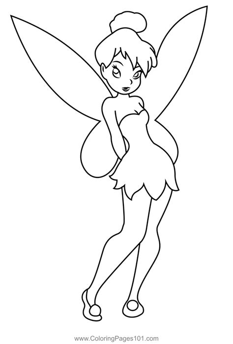 Lovely Tinkerbell Coloring Page for Kids - Free Tinker Bell Printable ...