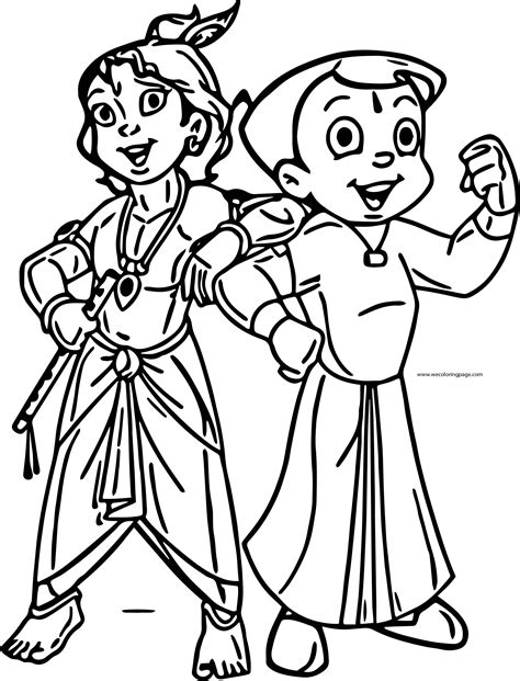 Chhota Bheem And Krishna Coloring Page - Wecoloringpage.com
