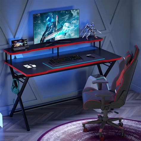 Buy Tribesigns 55 inch Large Gaming Desk for 2 Monitors, Ergonomic PC Gaming Table Gamer ...