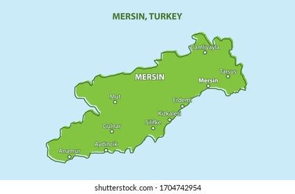 Mersin Province Map Turkey Country Stock Vector (Royalty Free) 1704742954 | Shutterstock