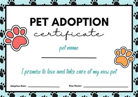 Printable Pet Birth Certificate and Adoption Certificate