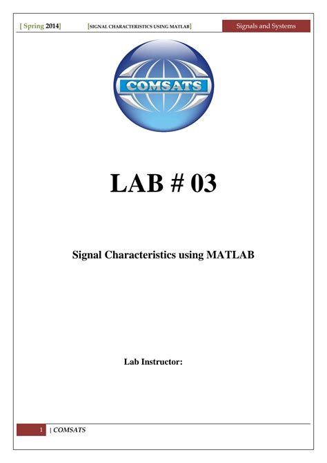 SOLUTION: Signals and systems lab 03 matlab signal characteristics ...