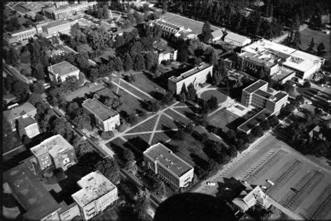 Black and white aerial image of UO campus in 1965. West side of campus. ©University of Oregon ...