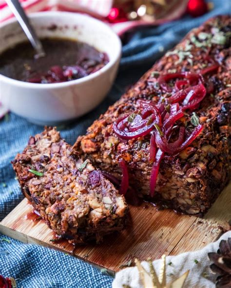 Vegan Christmas Nut Roast with Tasty Balsamic Red Wine Onion Gravy