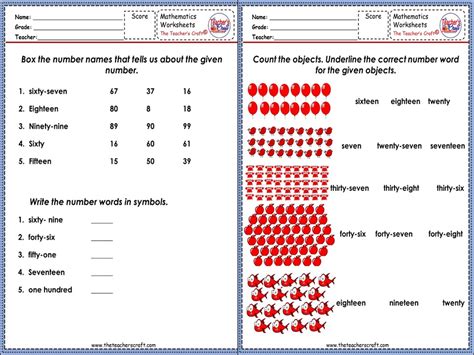 Number Names And Symbols For Grade 1