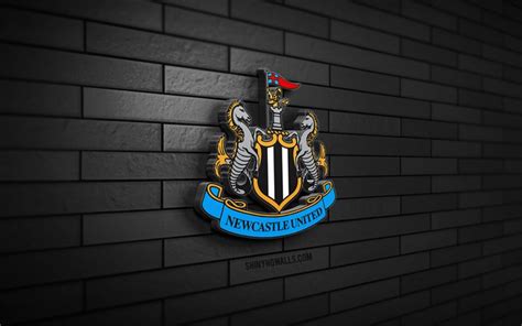 Download Newcastle United 3D logo, 4K, black brickwall, Premier League ...