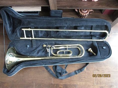 Trigger trombone, Gold with case and mouthpiece, | Reverb