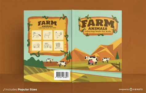 Farm Animals Coloring Book Cover Design Vector Download