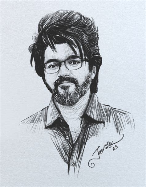 ArtStation - Leo Thalapathy Vijay New Getup Pencil Sketch 2023 #LeoFilm ...