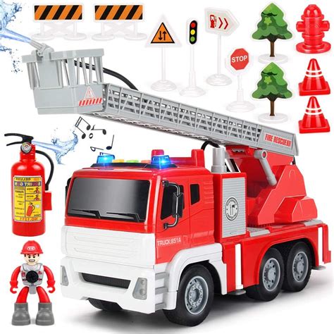 Toy Fire Truck with Lights and Sounds - 4 Sirens - Extending Ladder ...